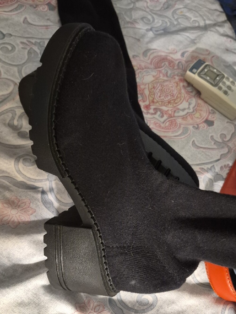 Black Over-the-Knee Chunky Heel Boot - Picture 7 of 8